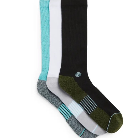 Z By Zella Move Crew Socks In Green Scarab-Teal Multi - Picture 1 of 4